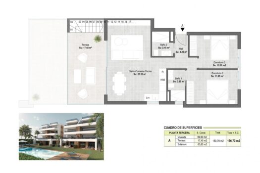 2 bedroom Penthouse for sale in Alhama de Murcia