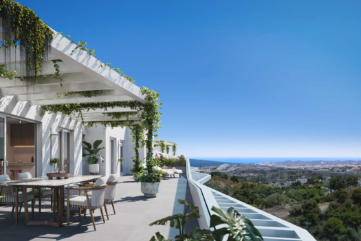 NOVOSTAVBA BYTU S VÝHLEDEM NA MOŘE V MIJAS.